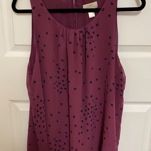Loft Summer or Layering Purple Top with Shapes